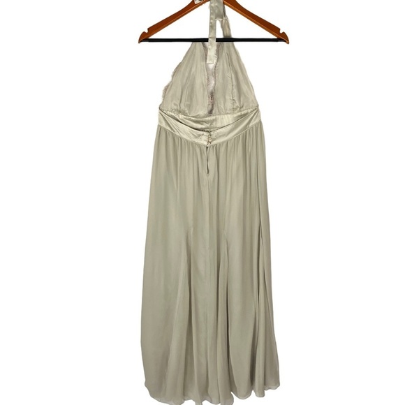 INGMA MELERO Silk Crepe Halter Lace Evening Maxi Gown - Picture 12 of 16